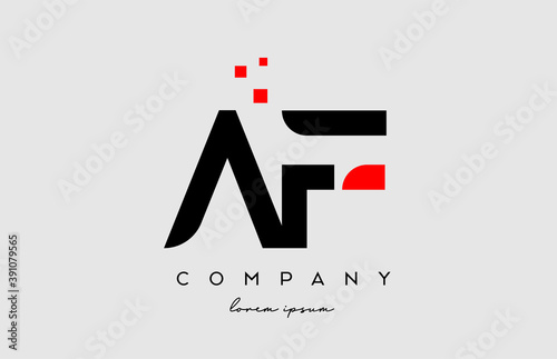 black red AF A F alphabet letter logo icon combination. Design for business and company