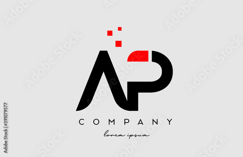 black red AP A P alphabet letter logo icon combination. Design for business and company photo