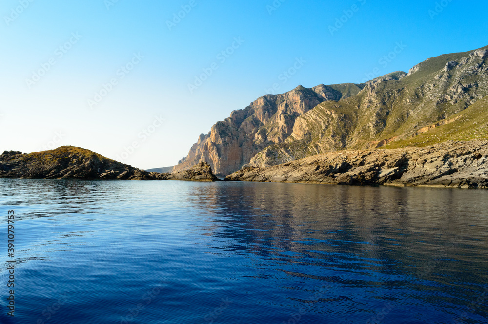 The rocky coast of the little island of Marettimo a preserved maritime area near Sicily in the Mediterranean sea