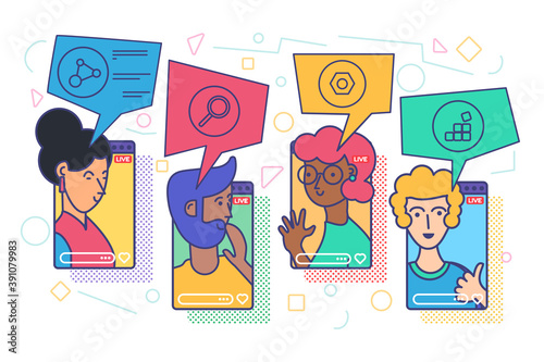 Vloggers live stream concept vector illustration