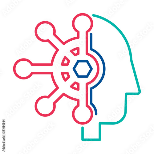 Human mind control linear vector icon isolated on white