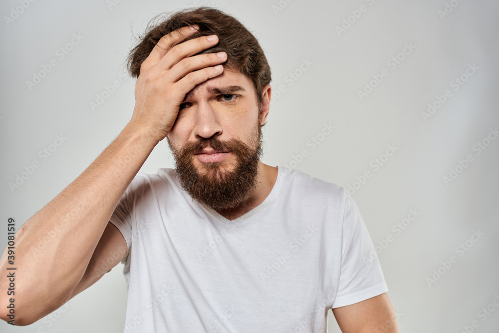 emotional bearded man close-up facial expression studio lifestyle emotional bearded man close-up facial expression studio lifestyle