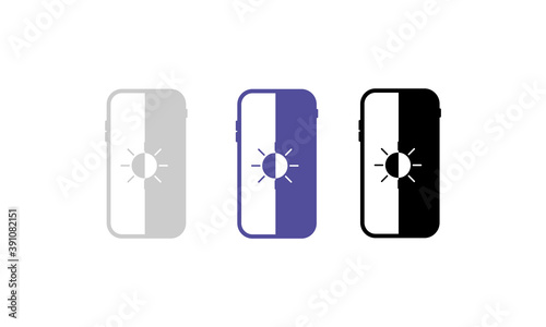Dark and light theme icon set. Switch on and off. Mobile screen. Vector on isolated white background. EPS 10