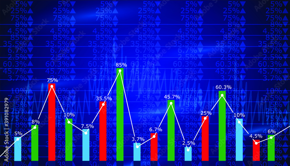 market colorful graph bar with percentage chart design vector
