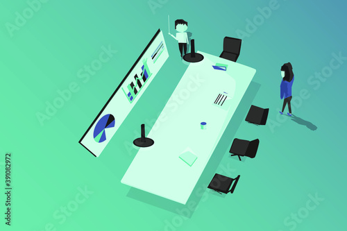 Abstract community meeting office. Office work vector and shadow. social media graph community. gradient in background. design esp10.