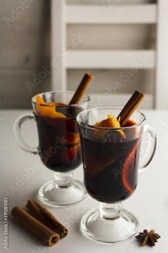 Mulled wine or punch traditional winter beverage