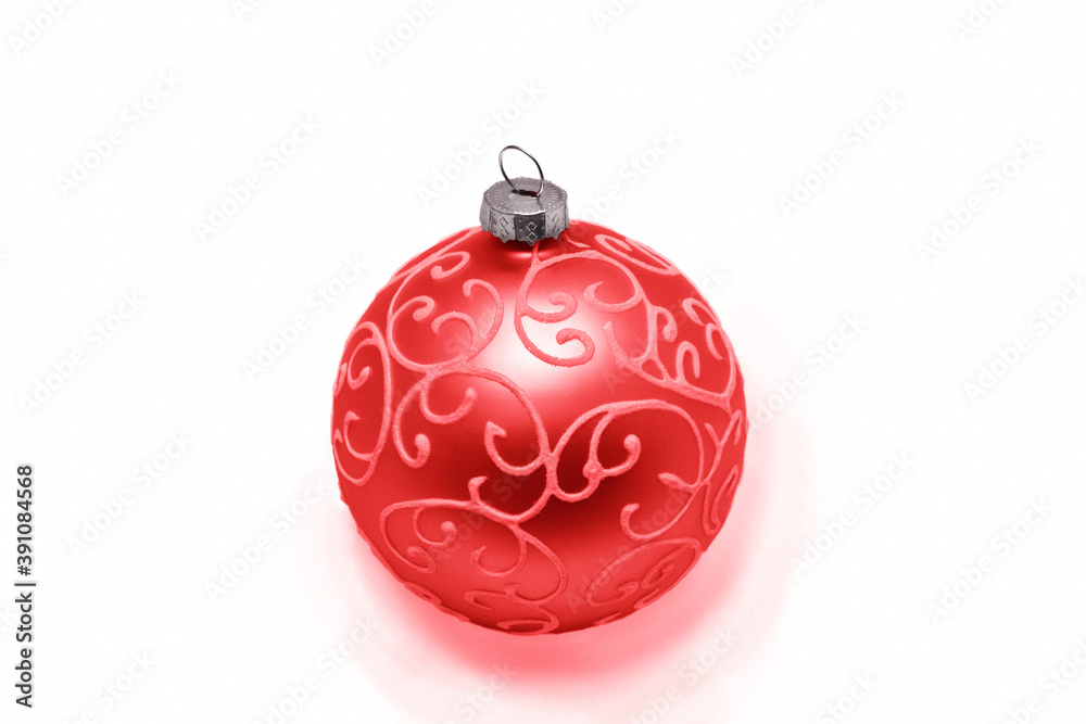 red christmas ball on white