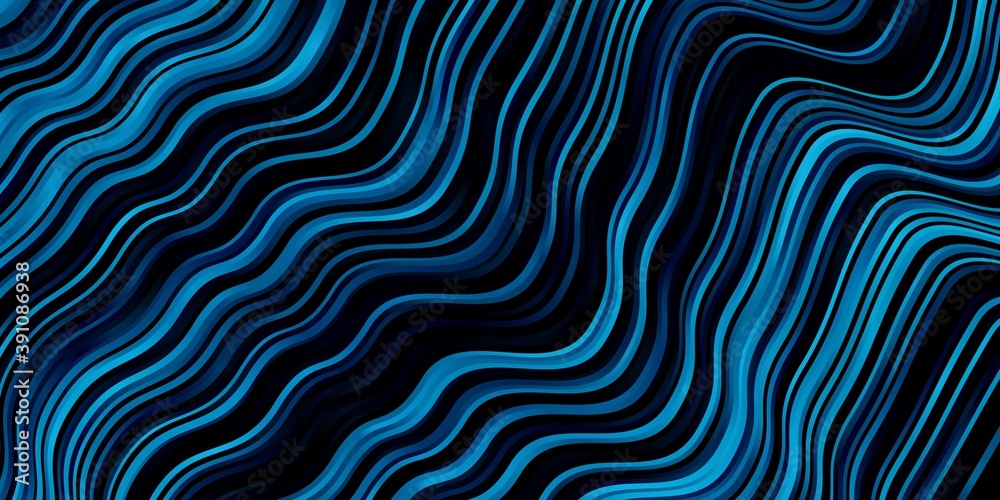 Dark BLUE vector background with curves.