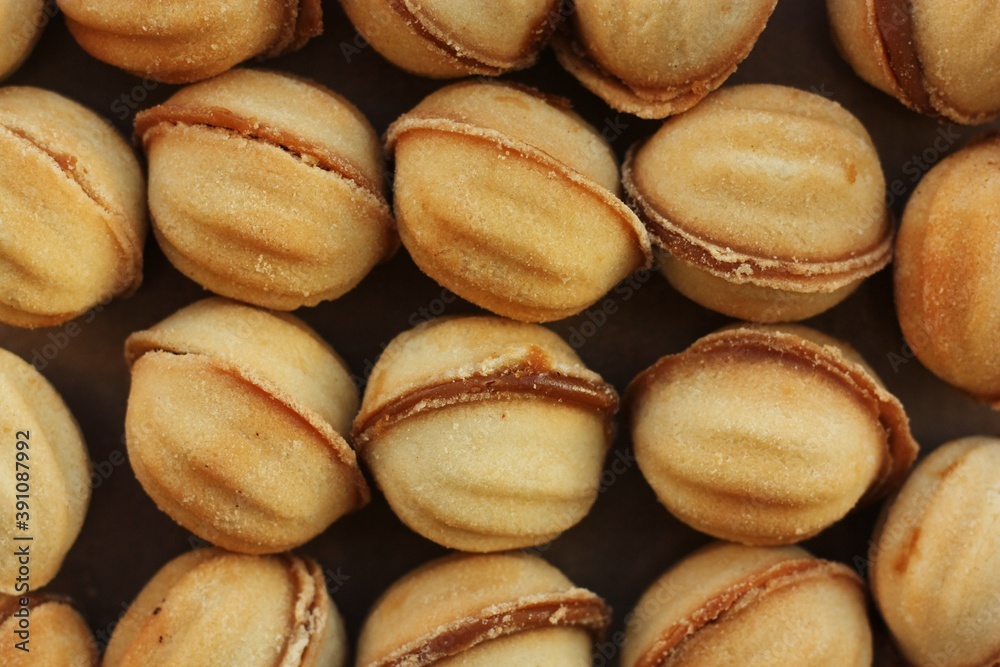 Delicious cookies nuts with condensed milk macro