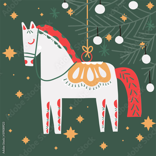 Merry Christmas and Happy New Year greetings card vector