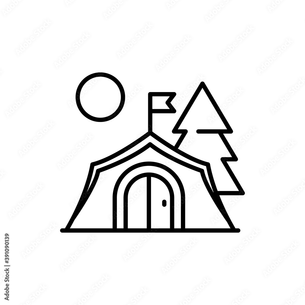 Camping Site Outline Icon Style illustration. EPS 10 Camping Site Outline Icon Style illustration. EPS 10
