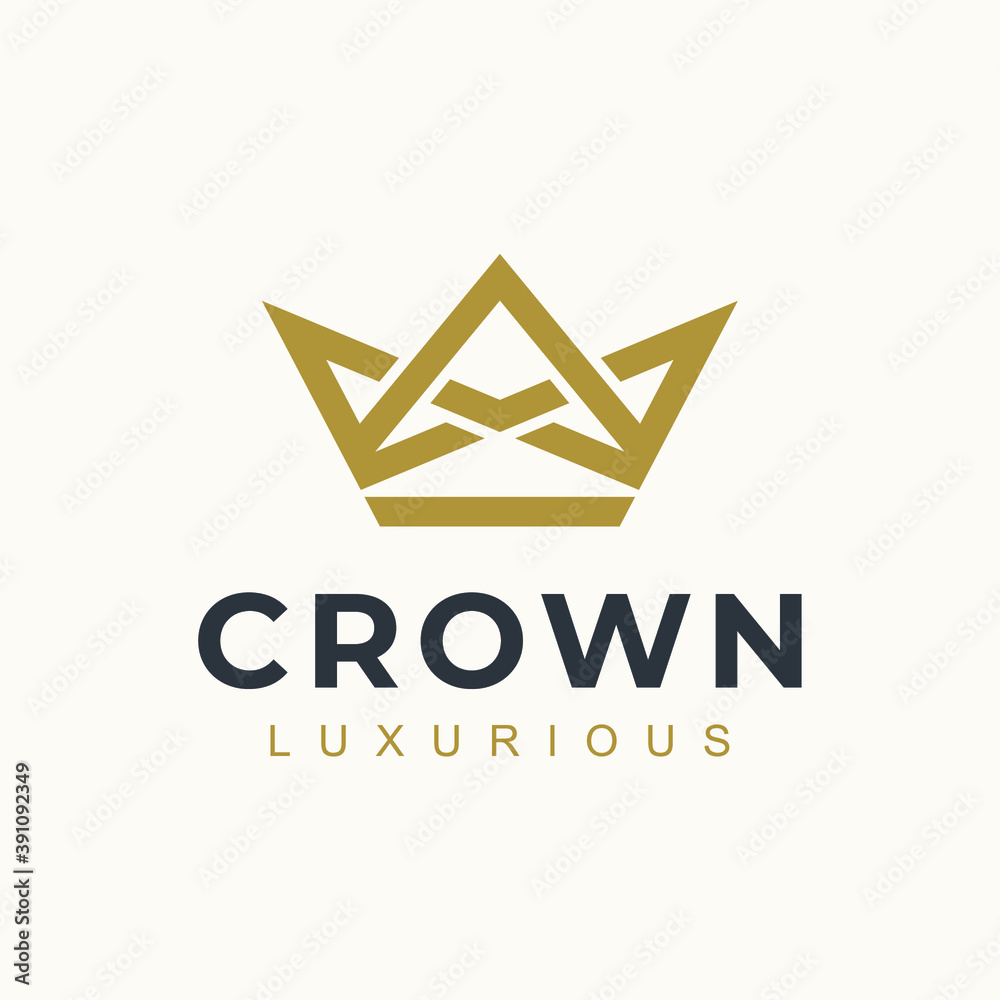 Fototapeta premium Crown logo design concept vector illustration. Universal crown royal king logo design.