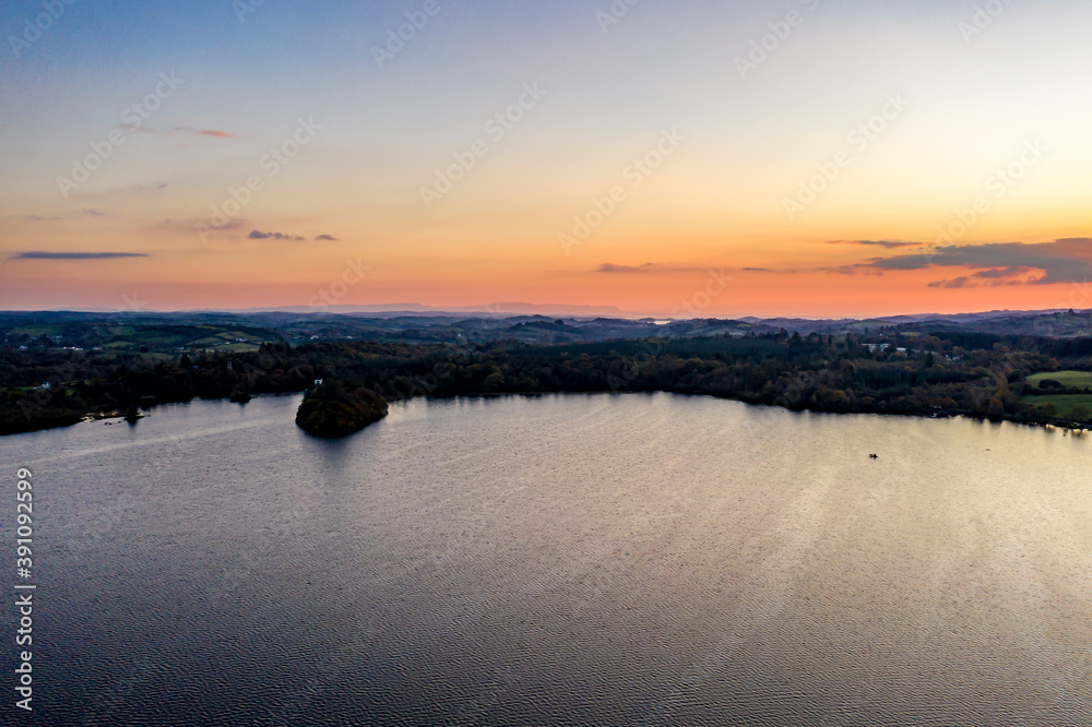 Aerial view of The Lake Eske in Donegal, Ireland