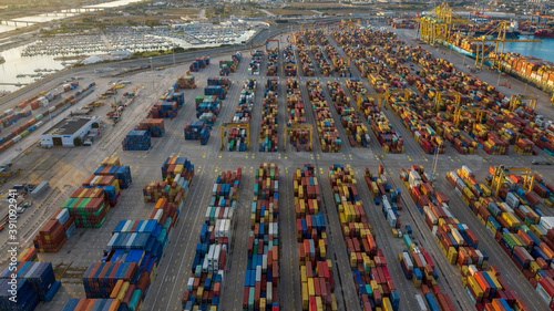 cargo port with containers of Valencia  Spain