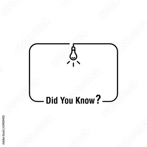 Did you know vector template post icon for soicial media background, fun fact blank template fyi vector with lightbulb idea and cable symbol element