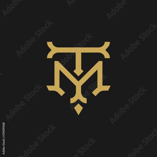 TM logo, MT initial icon vector symbol monogram design with T and M letter in classic hipster style