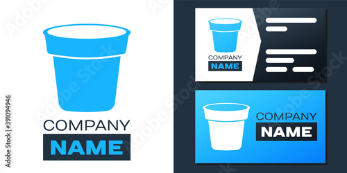 Logotype Flower pot icon isolated on white background. Logo design template element. Vector.