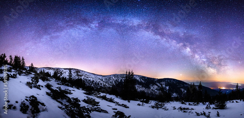 Milky way arch panorama over Low Tatras Slovakia © Mrio