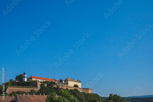 Petrovaradin Fortress under blue sky, in Novi Sad, Serbia