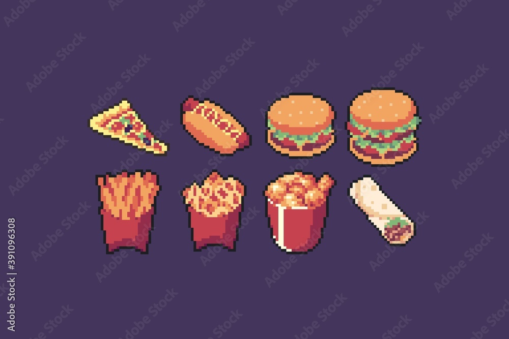 Free Pixel foods by ghostpixxells