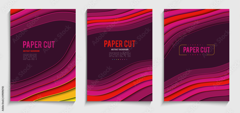 Paper cut cover vector illustration. Cartoon style template. EPS 10.
