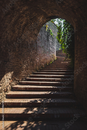 Stairs under tunnel leading to Petrovaradin Fortress, Novi Sad, Serbia