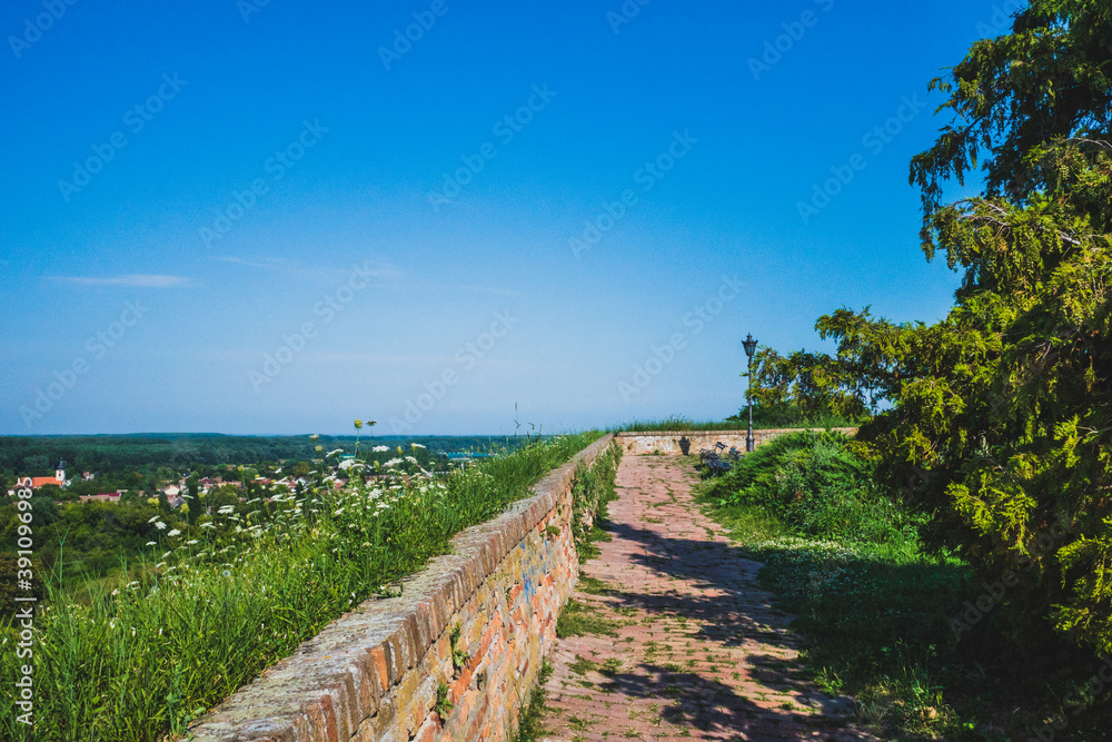 View of countryside landscape from Petrovaradin Fortress, Novi Sad, Serbia