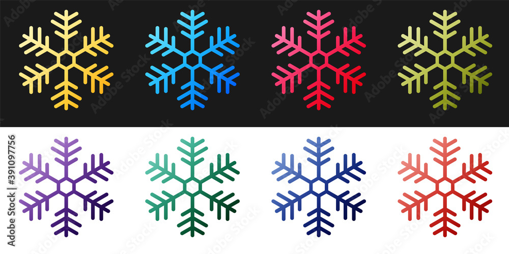 Set Snowflake icon isolated on black and white background. Vector. Set Snowflake icon isolated on black and white background. Vector.