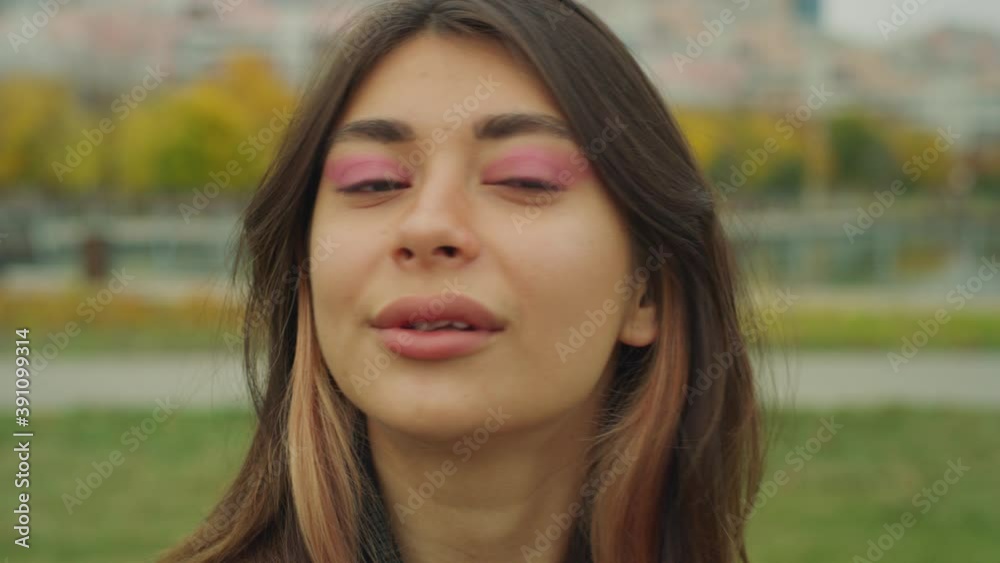 Beautiful Young Woman Face Close-Up Red Helium 8K Beautiful Young Woman Face Close-Up Red Helium 8K