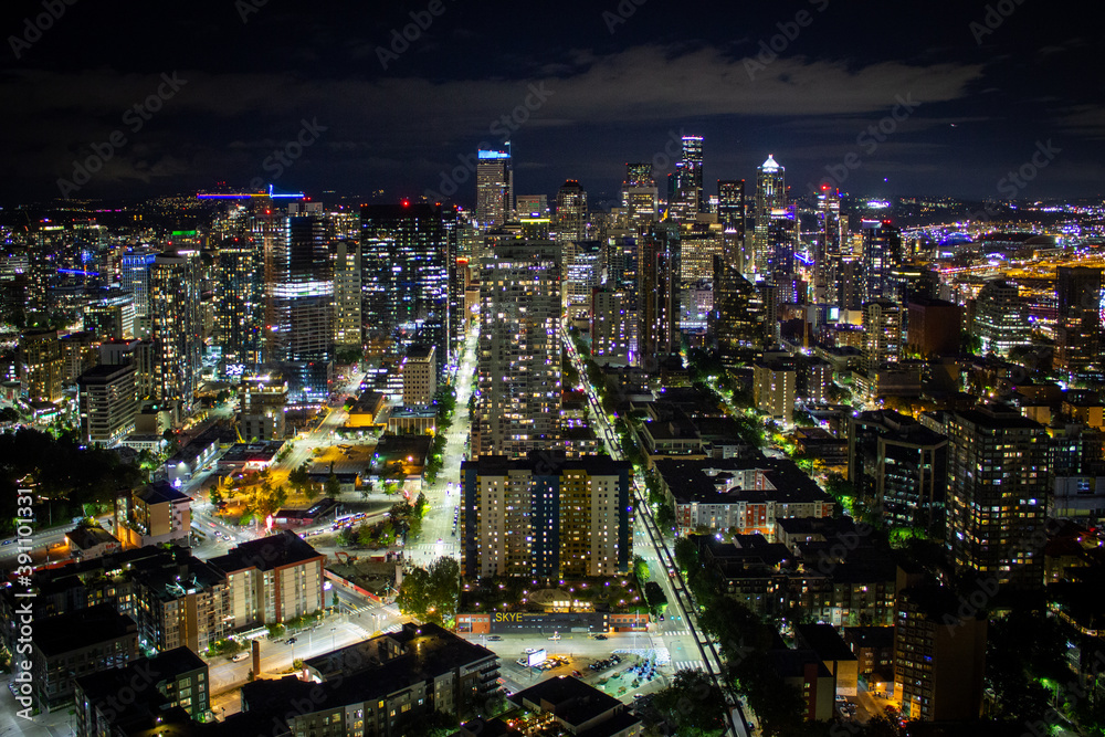 Obraz premium Seattle skyline at night
