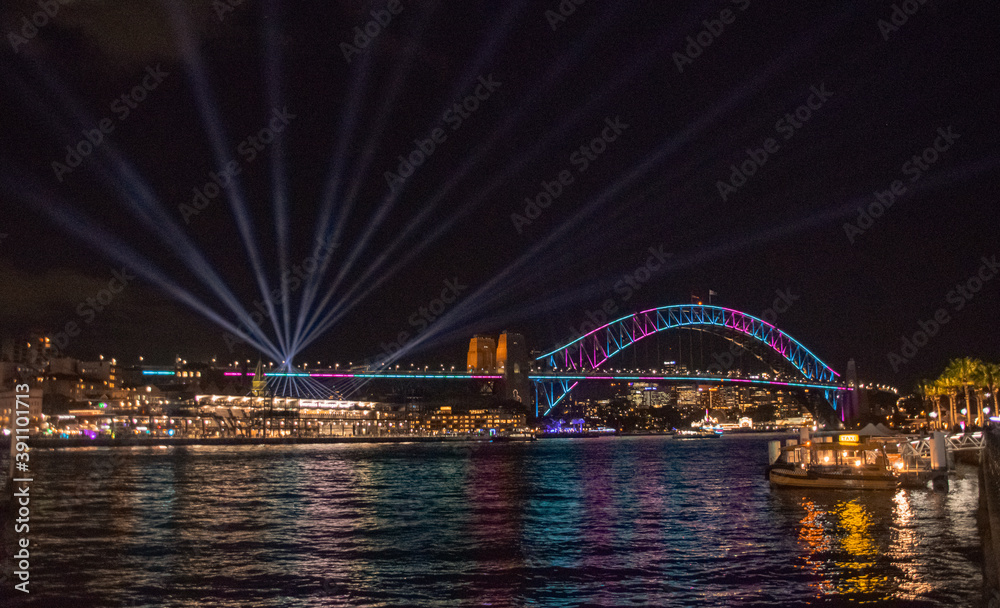 Night panoramic cityscape from Sidney on february, 2019
