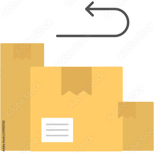 
A delivery package and a return arrow showing consignment return, flat icon
