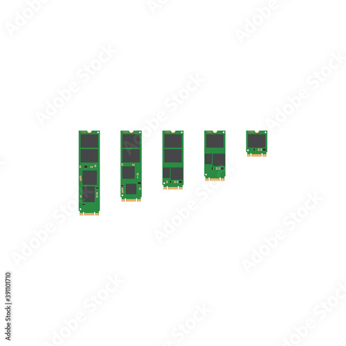 Set of data storage devices (M2). Vector illustration.
