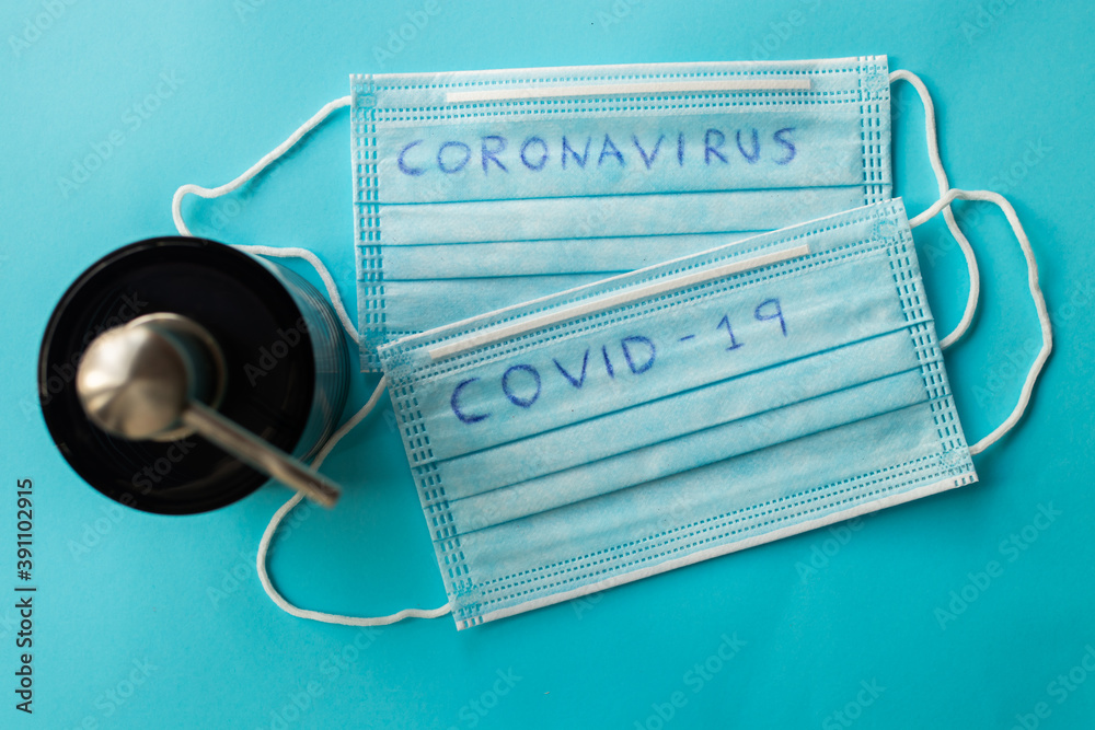 sanitary mask and protection gel against coronavirus sanitary mask and protection gel against coronavirus