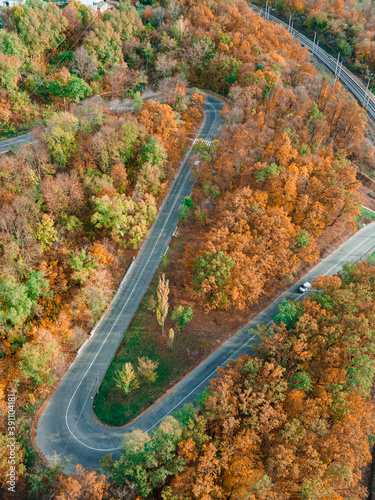 Mountain serpentine / road in autumn