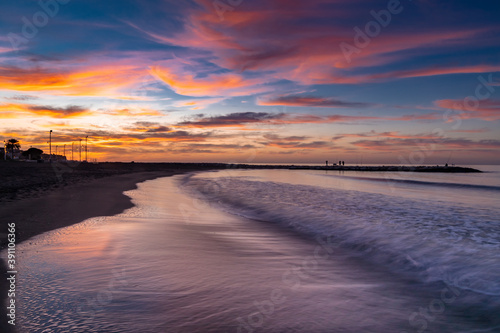 colorful sunset over the beach- Beautiful sunrise over the seashore