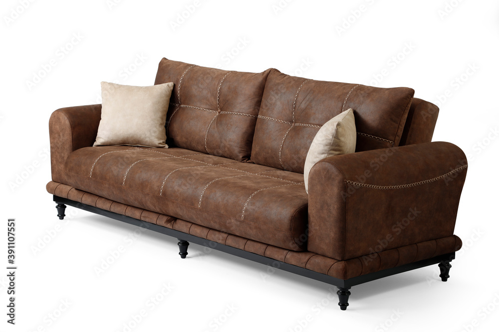 Fototapeta premium Modern comfortable furniture on white background . corner view