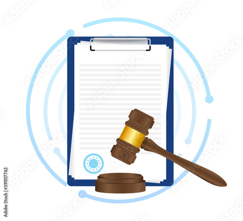 law concept of legal regulation judicial system business agreement. Vector stock illustration. photo