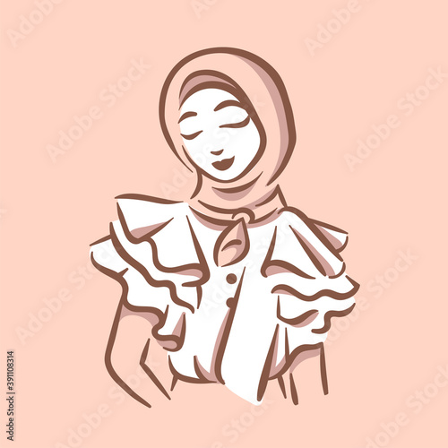 Muslim fashion logo illustration girl with hijab
