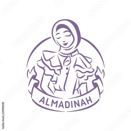 Muslim fashion logo illustration girl with hijab