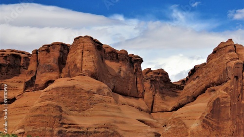 Red sandstone rock mountains in Moab, Utah, USA