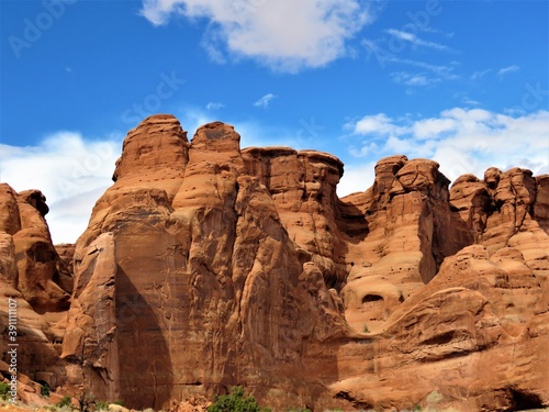 Red sandstone rock mountains in Moab, Utah, USA
