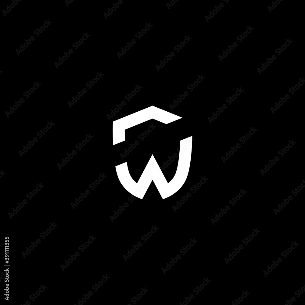 Letter W combined with Shield logo symbol Letter W combined with Shield logo symbol