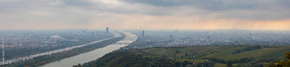 Panorama photo of vienna taken by a drone