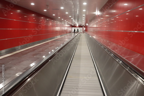 pedestrian transition with elevator in airport