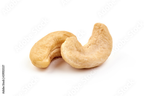 Cashew nuts, close-up, isolated on white background