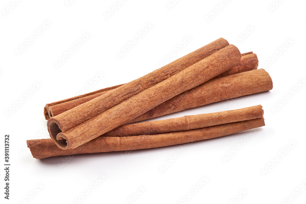 Cinnamon sticks, close-up, isolated on white background