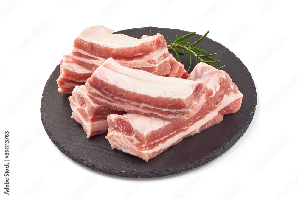 Fresh raw lamb ribs, isolated on white background
