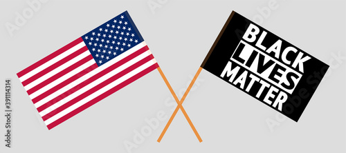 Crossed flags of the USA and blm