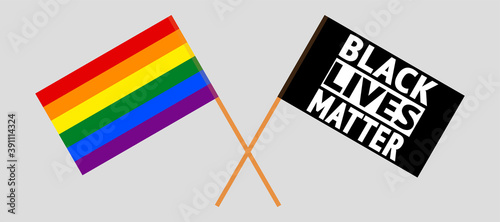 Crossed flags of blm and LGBTQ